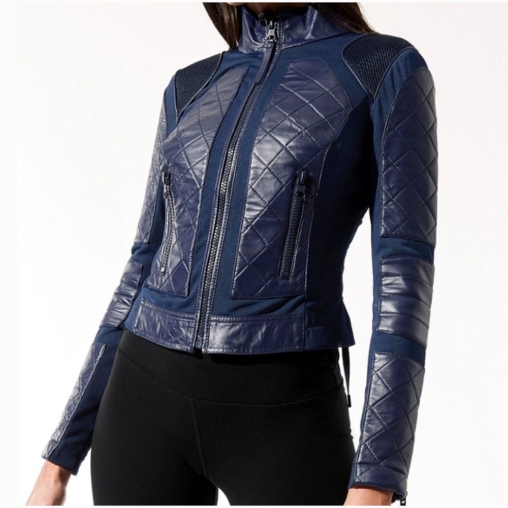 Blanc Noir 💯 Lamb Leather Mesh Moto Jacket Size M